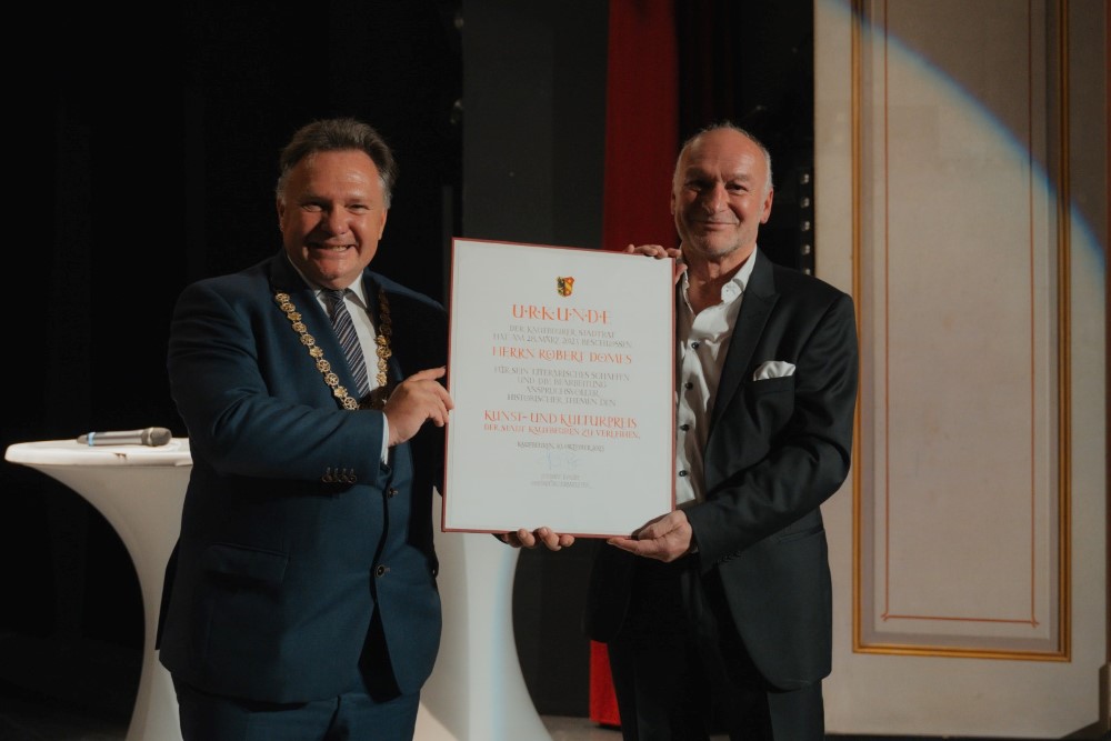 Der Kunst- und Kulturpreis 2023 wurde an Herrn Robert Domes verliehen, Foto: Andrè Schwerdel